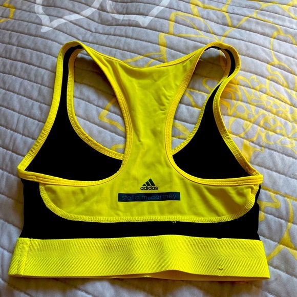 Adidas Stella McCartney Yellow Black Sports Bra XS - Picture 2 of 5
